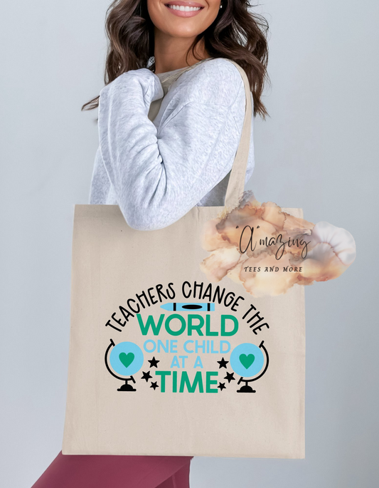 Teachers change the world one child at a time Tote bag