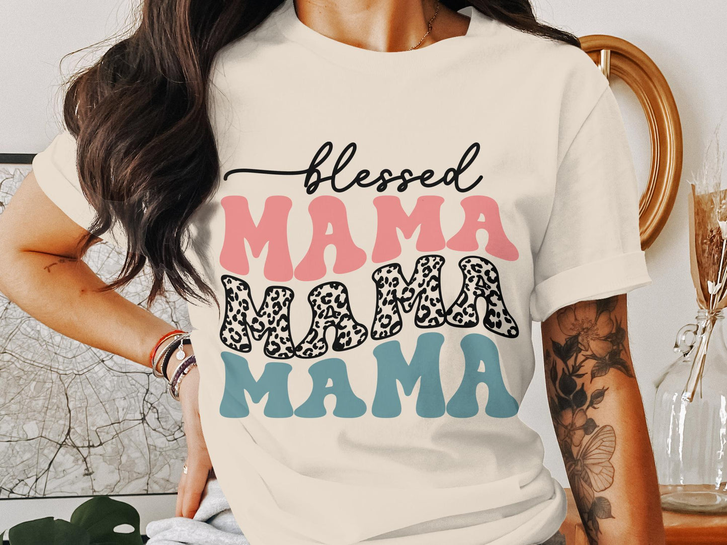 Blessed Mama stacked tshirt