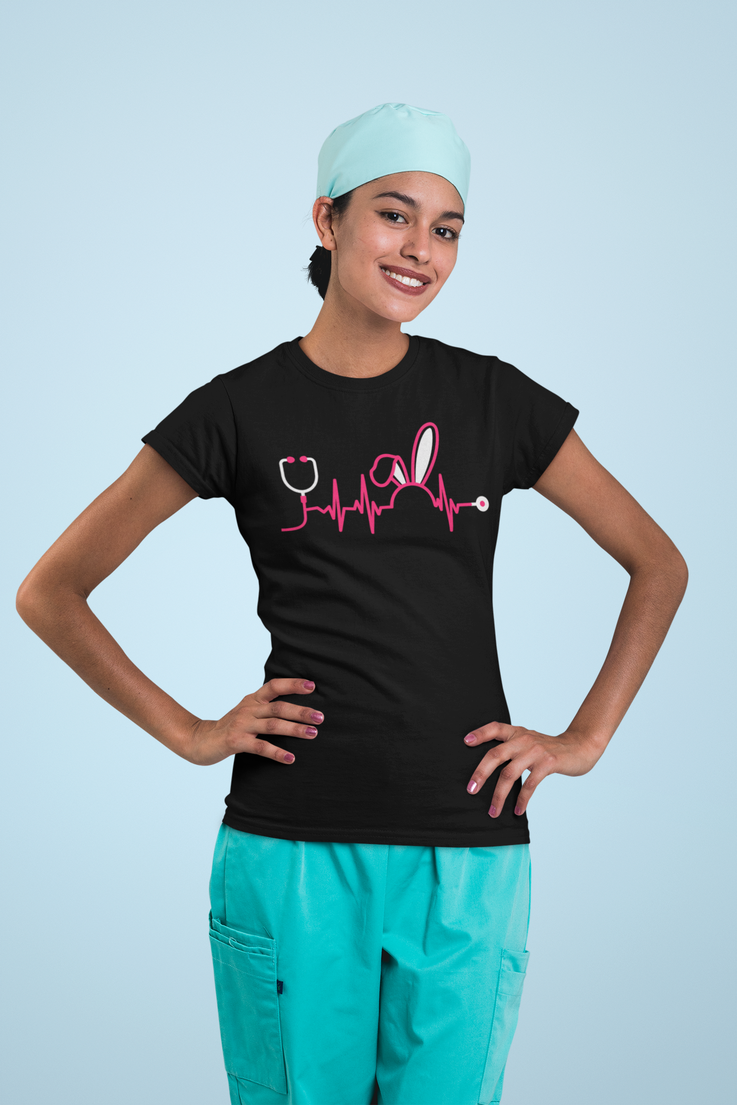 Easter Bunny with Heartbeat and Stethoscope