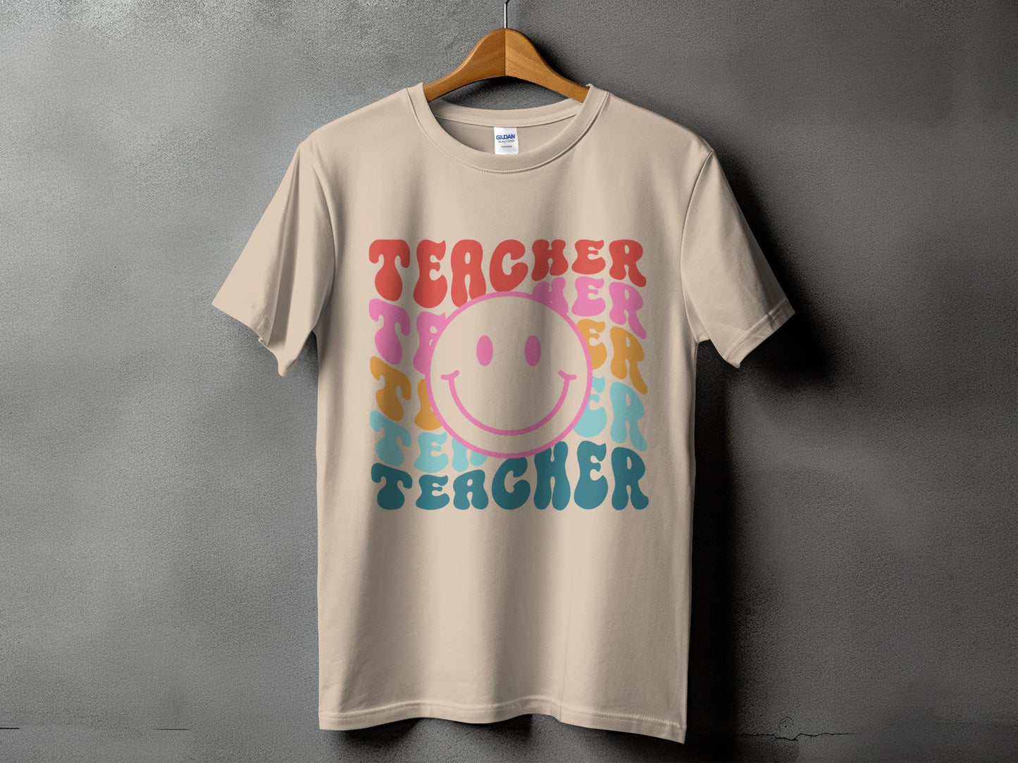 Stacked Teacher with Smiley Face- Retro