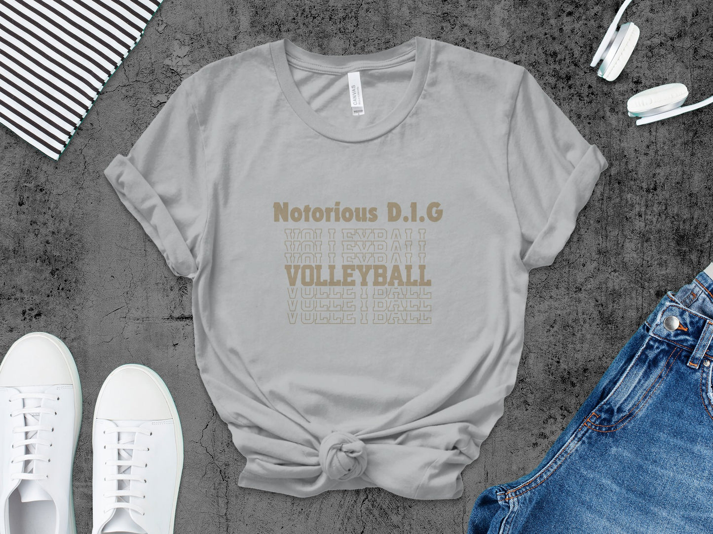 Notorious D.I.G Volleyball Stacked-gold font