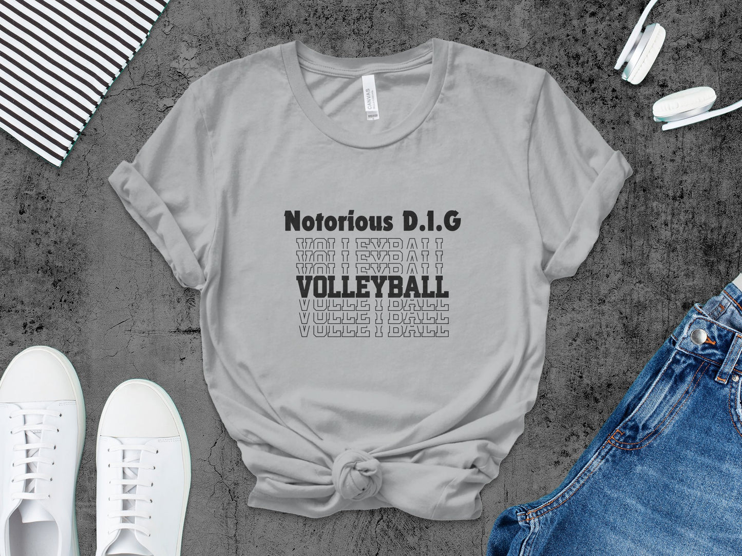 Notorious D.I.G Volleyball Stacked-black font