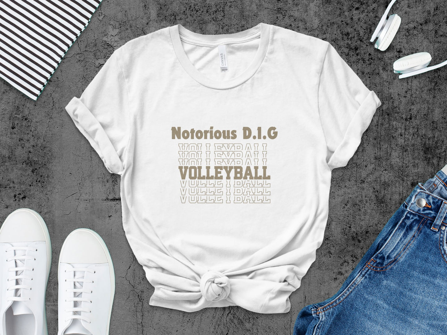 Notorious D.I.G Volleyball Stacked-gold font