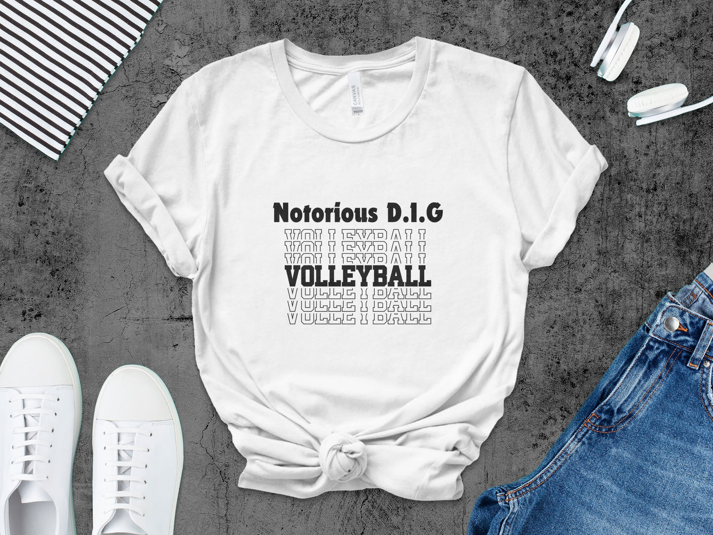 Notorious D.I.G Volleyball Stacked-black font