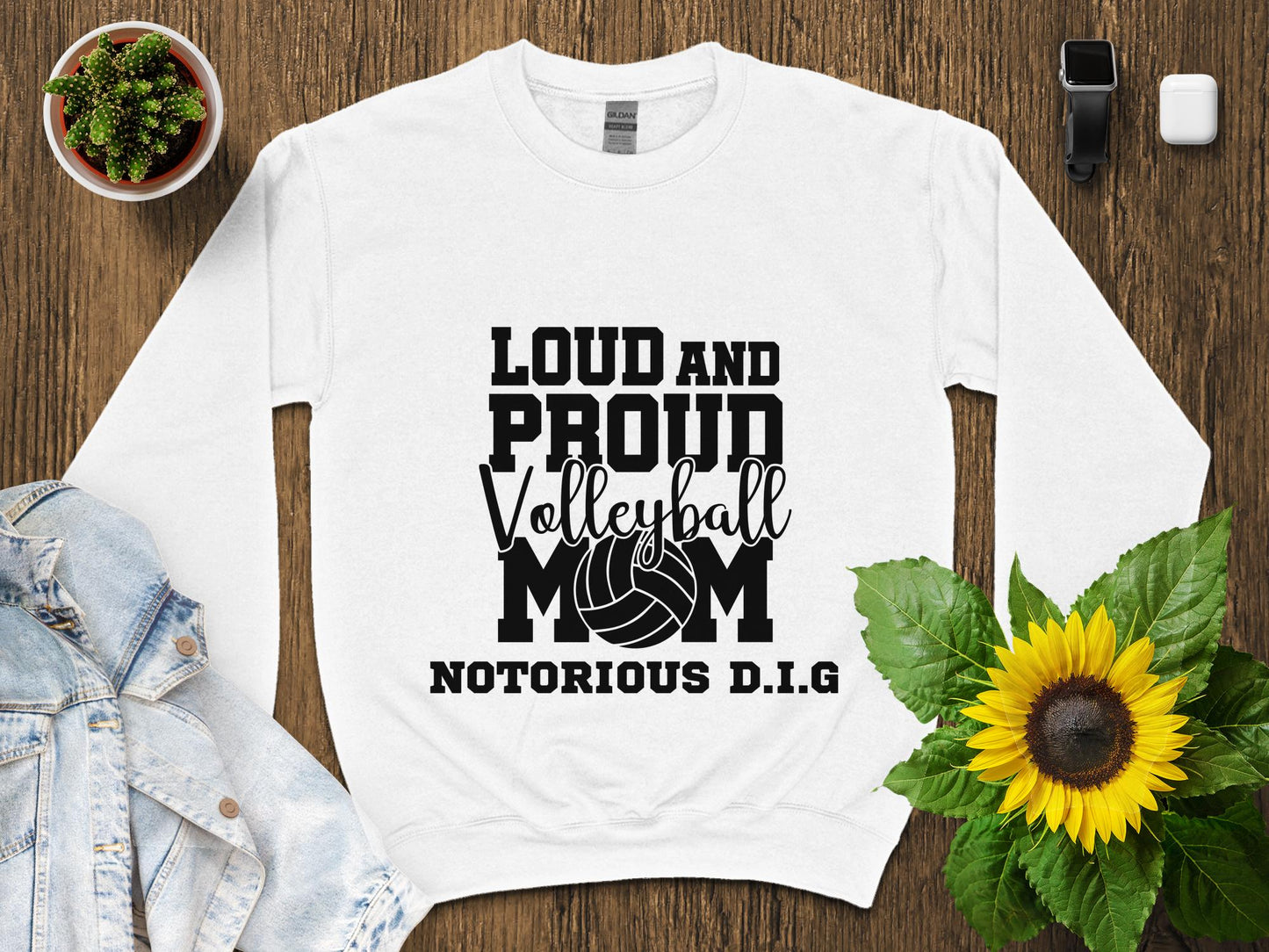 Loud and Proud Volleyball Mom-Notorious D.I.G-black font