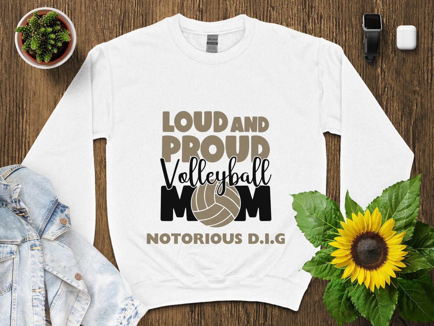 Loud and Proud Volleyball Mom-Notorious D.I.G-black and gold