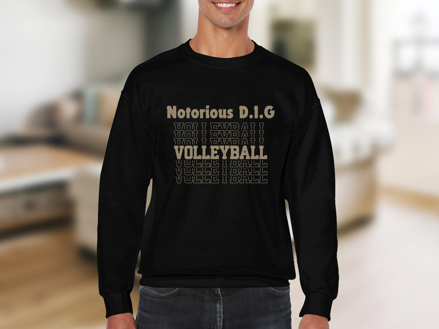 Notorious D.I.G Volleyball Stacked-gold font