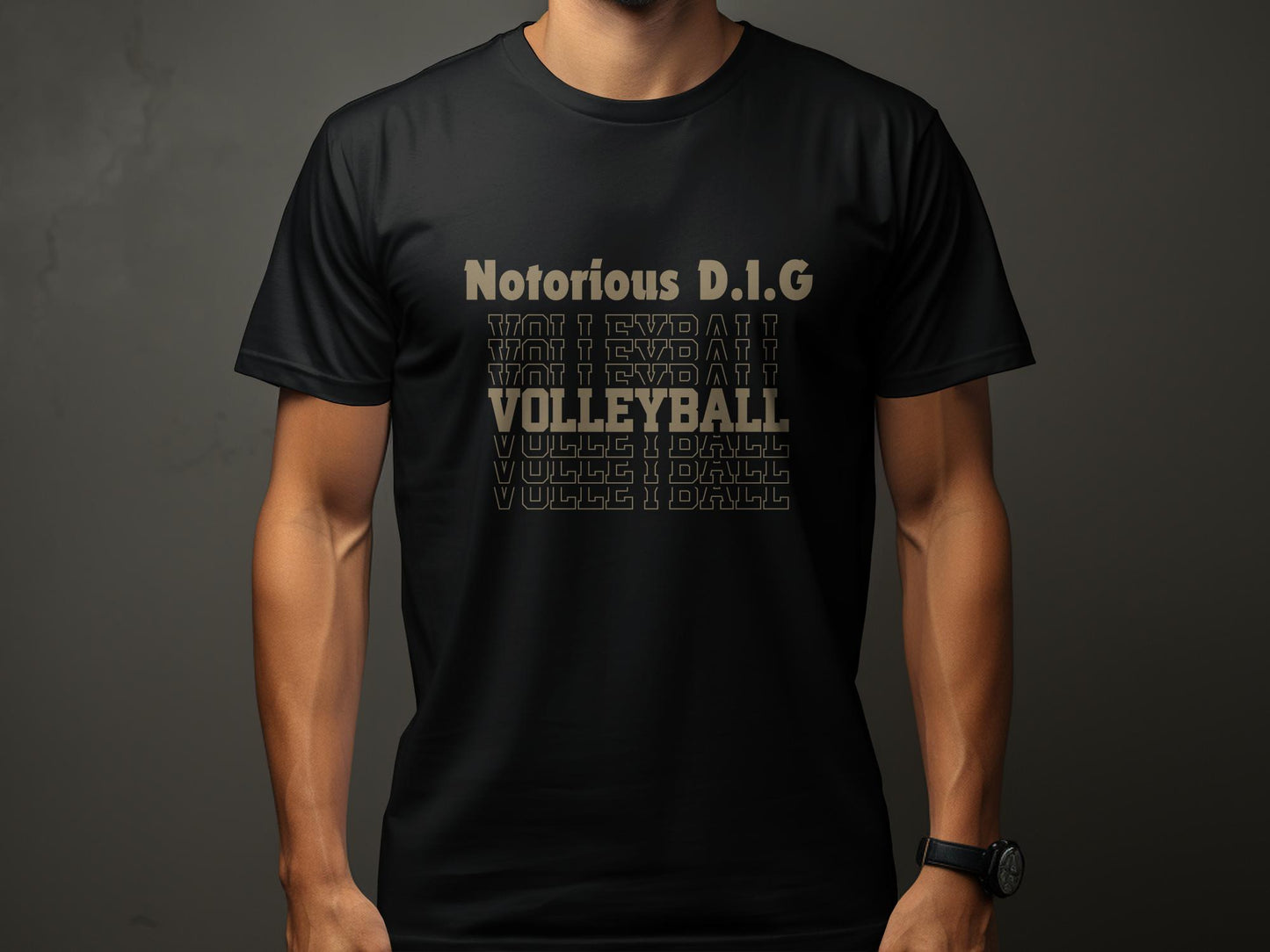 Notorious D.I.G Volleyball Stacked-gold font