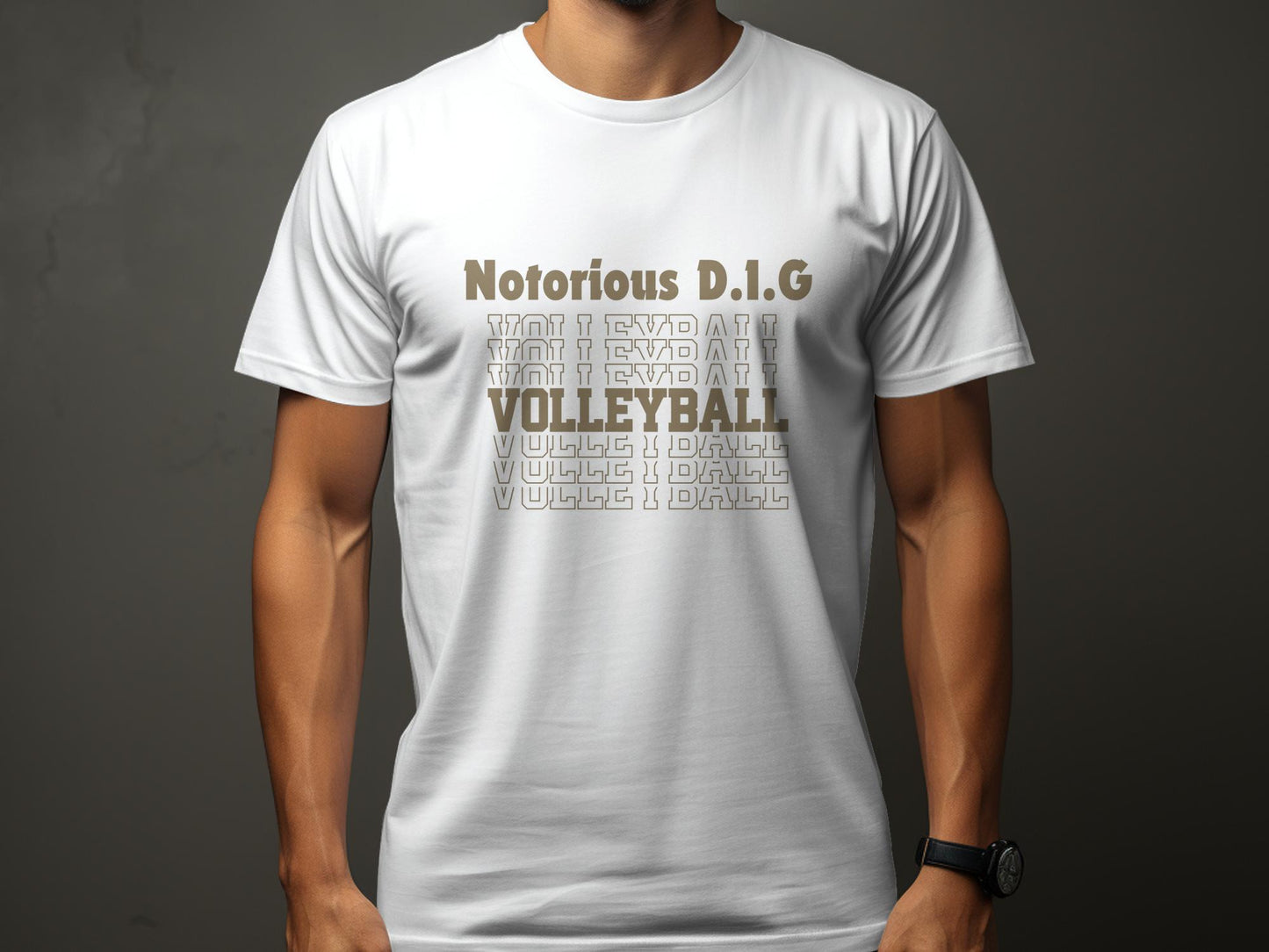 Notorious D.I.G Volleyball Stacked-gold font