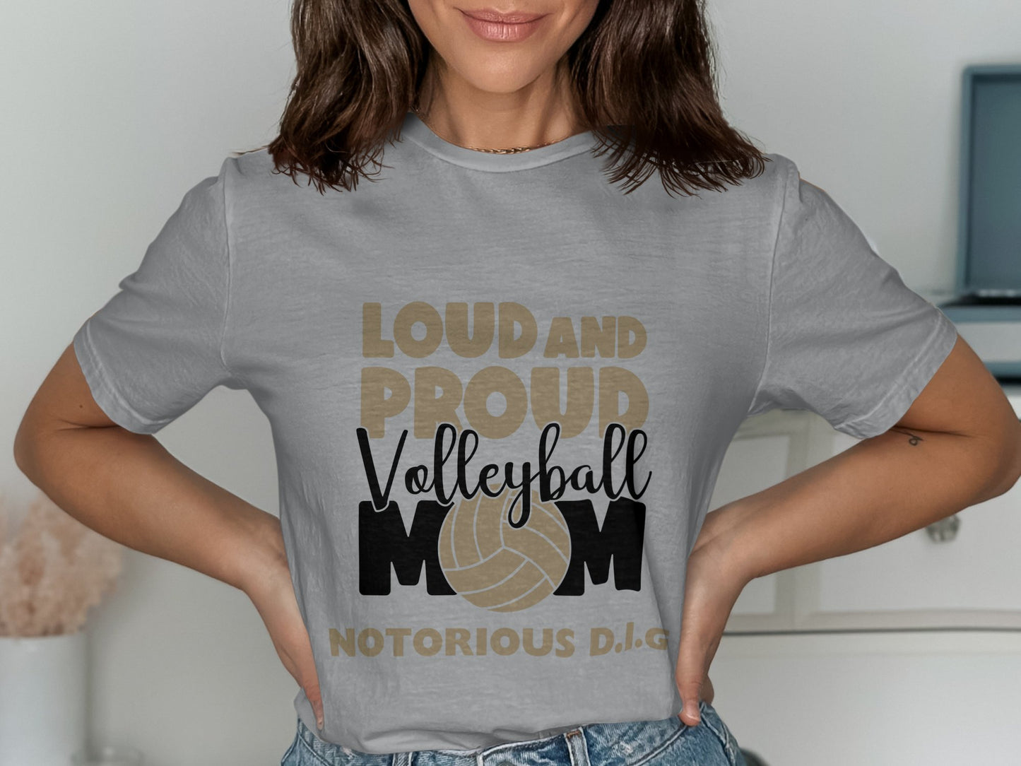 Loud and Proud Volleyball Mom-Notorious D.I.G-black and gold