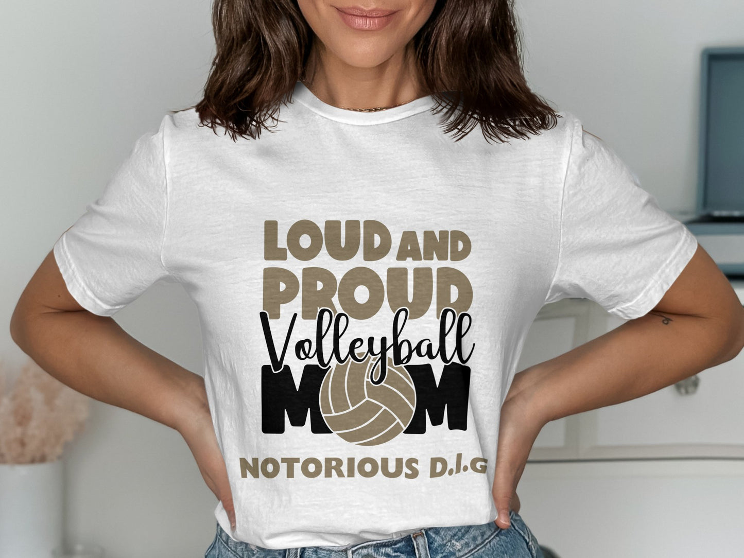 Loud and Proud Volleyball Mom-Notorious D.I.G-black and gold